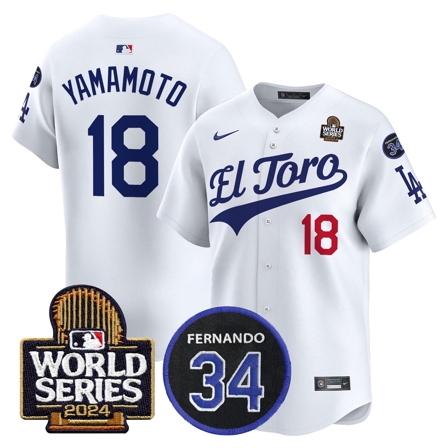 Dodgers El Toro 2024 World Series Patch Vapor Premier Limited Jersey - All Stitched