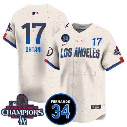 LA Dodgers - World Series Champions 2024/Fernando Valenzuela Memorial Jersey - All Stitched N1