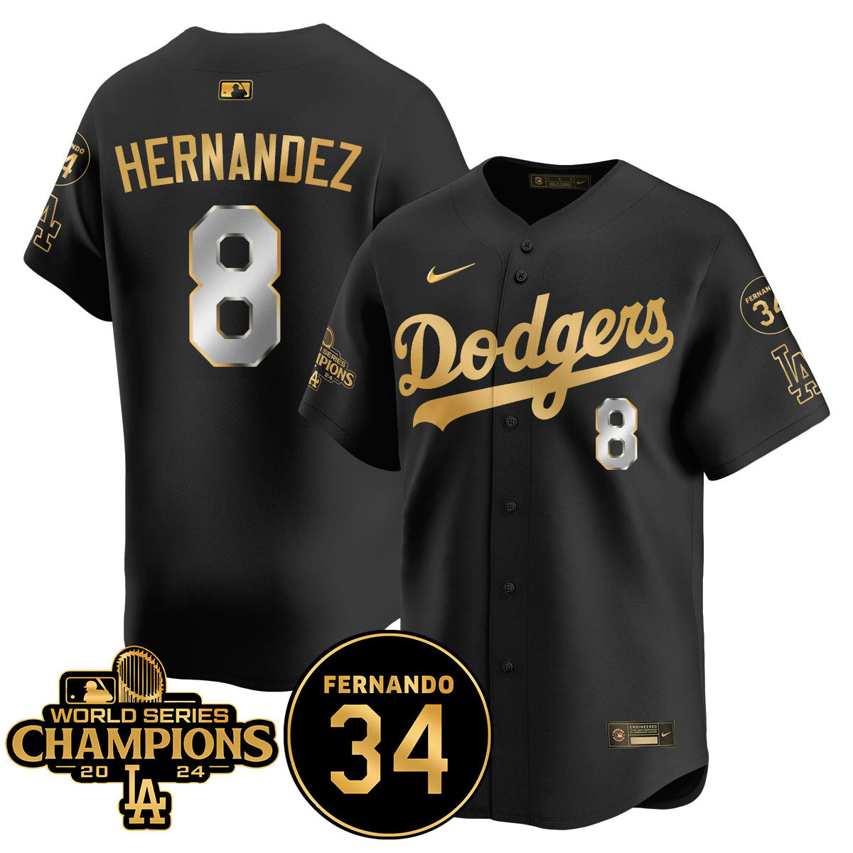 LA Dodgers - World Series Champions 2024/Fernando Valenzuela Memorial Jersey - All Stitched N1