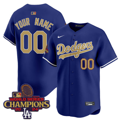 Dodgers 2025 Gold Vapor Premier Limited Custom Jersey - All Stitched