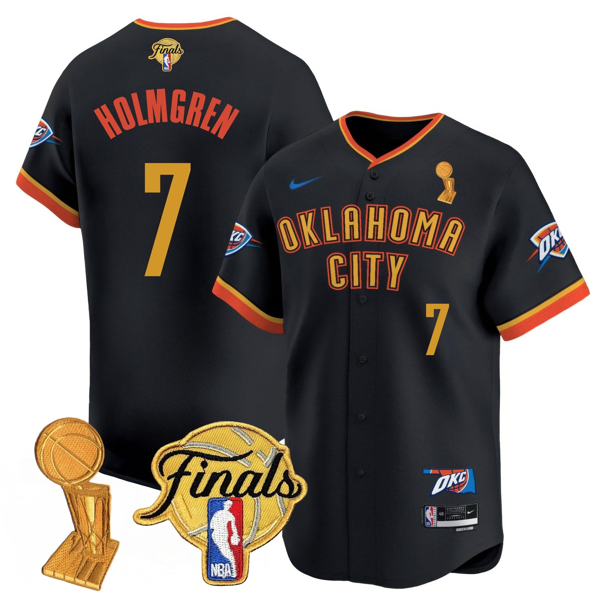 Men's Oklahoma City Thunder Baseball Jersey - Final Patch - All Stitched