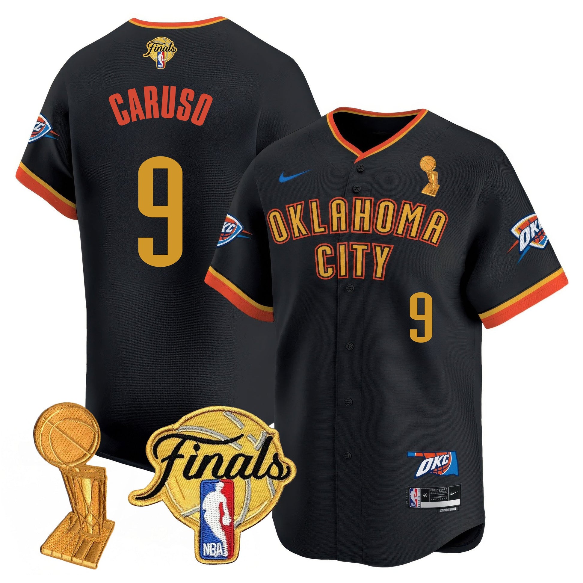 Men's Oklahoma City Thunder Baseball Jersey - Final Patch - All Stitched