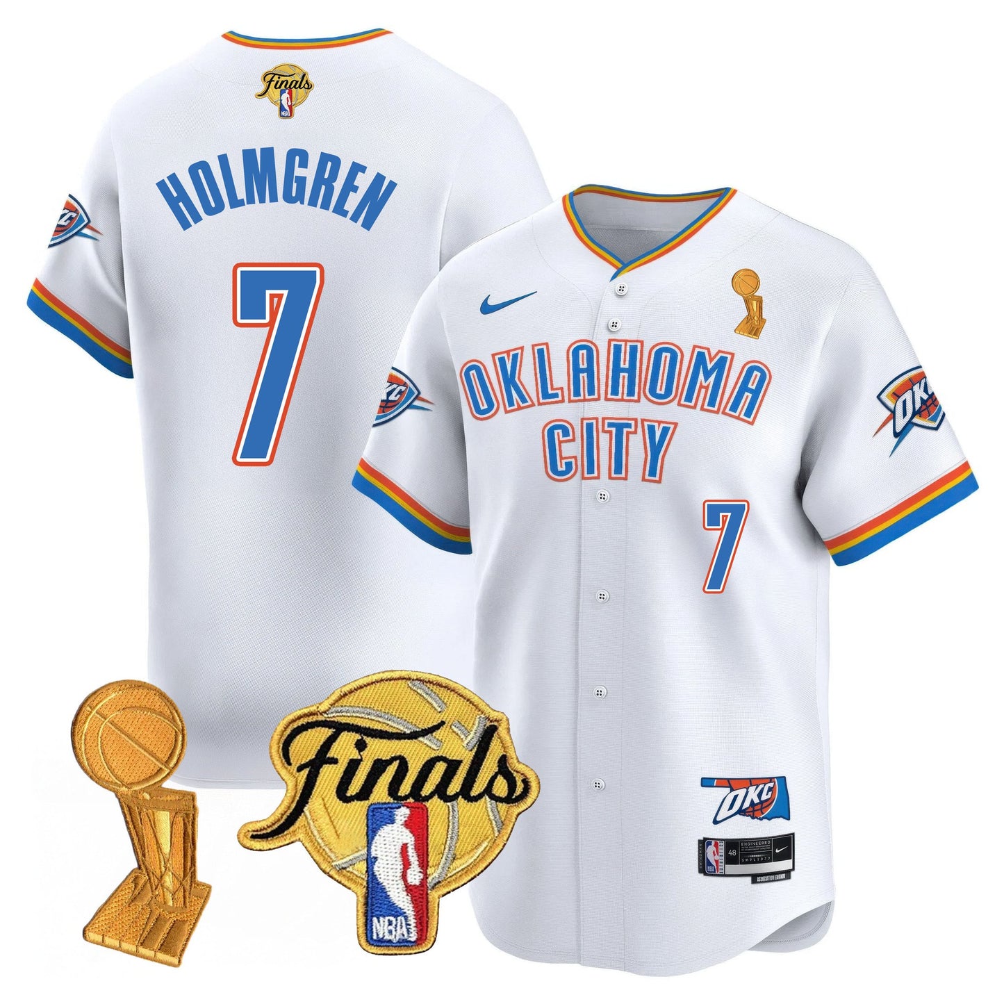 Men's Oklahoma City Thunder Baseball Jersey - Final Patch - All Stitched