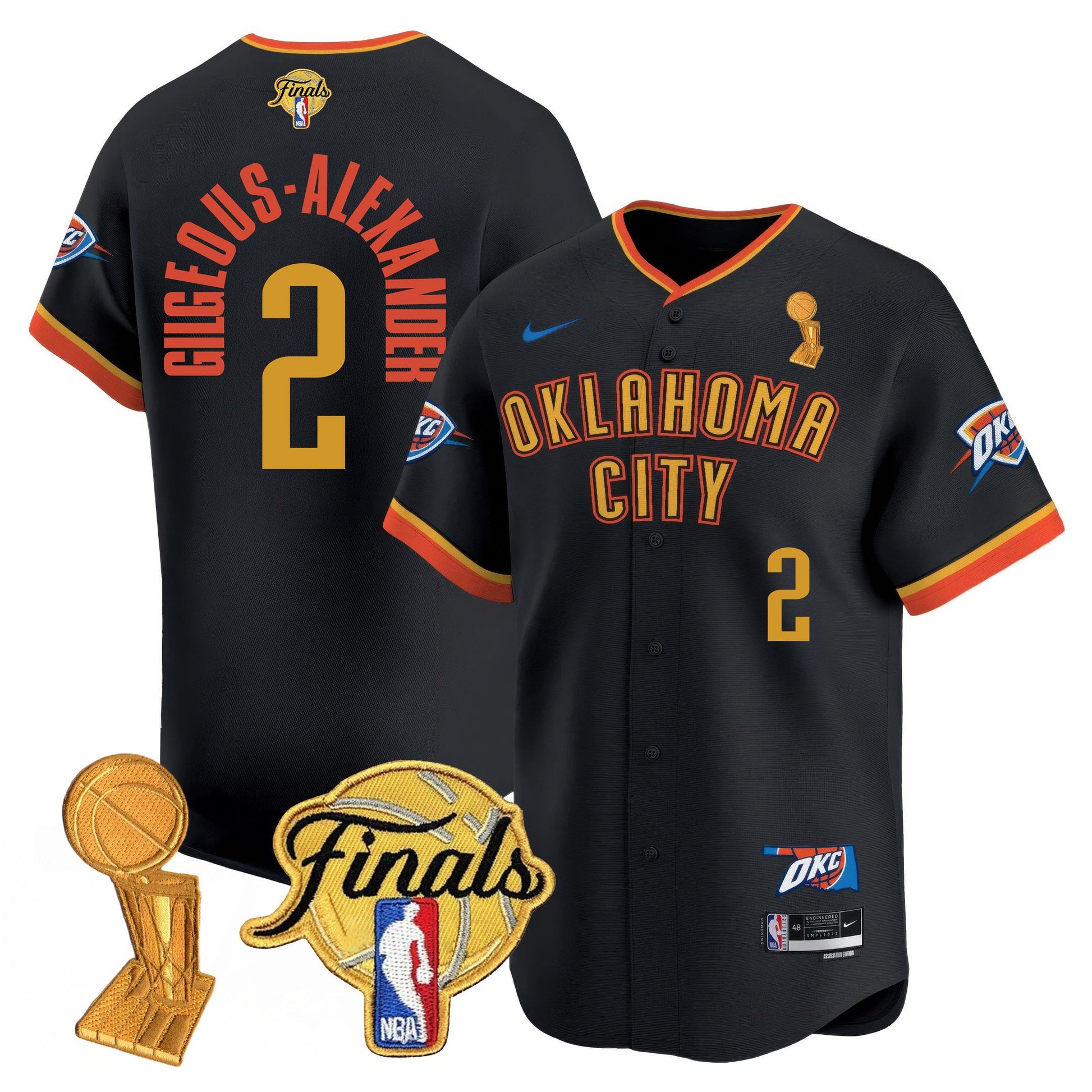 Men's Oklahoma City Thunder Baseball Jersey - Final Patch - All Stitched