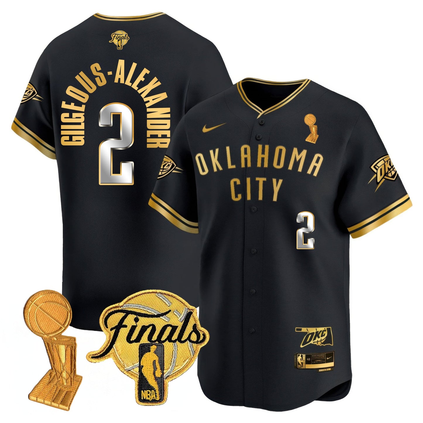 Men's Oklahoma City Thunder Baseball Jersey - Final Patch - All Stitched