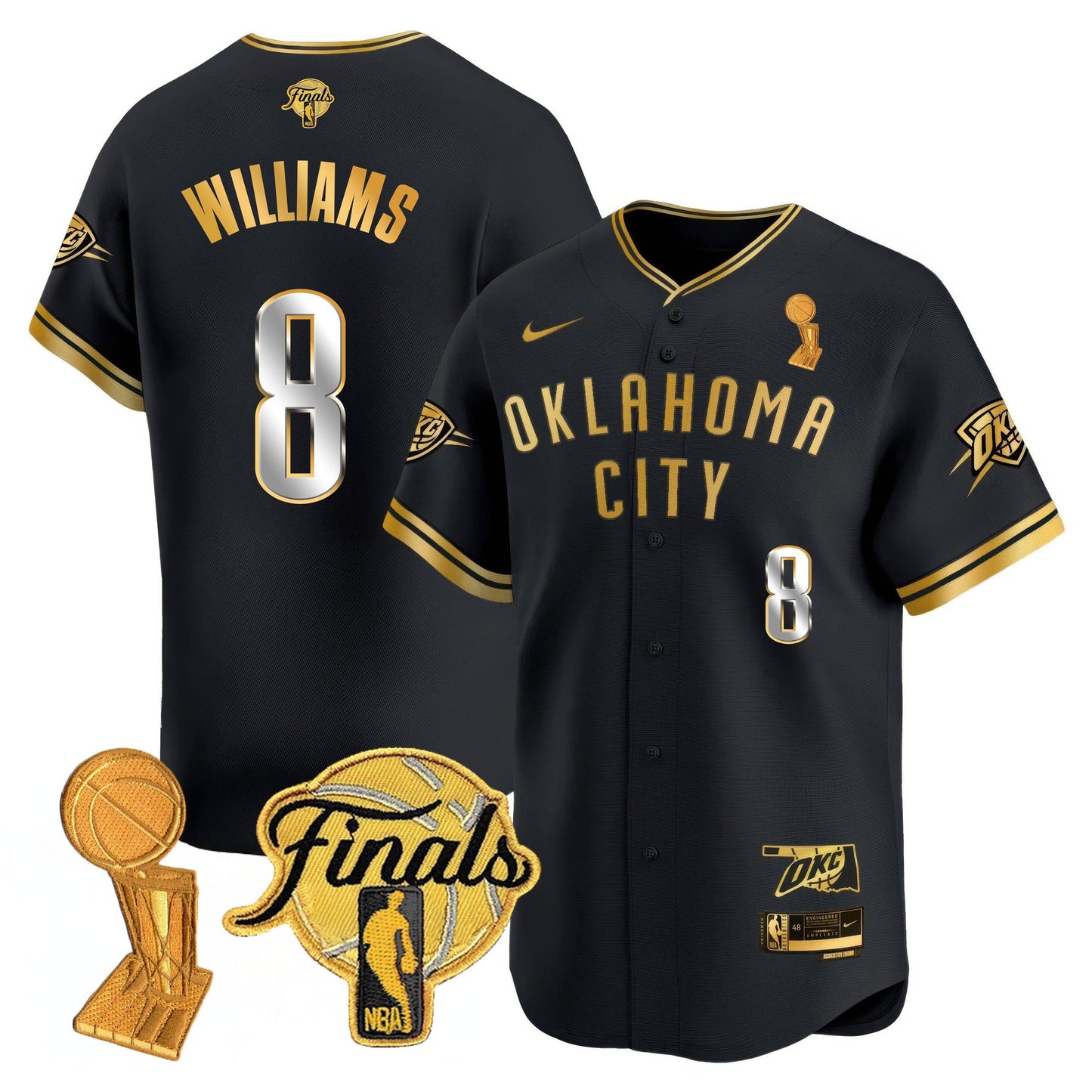 Men's Oklahoma City Thunder Baseball Jersey - Final Patch - All Stitched