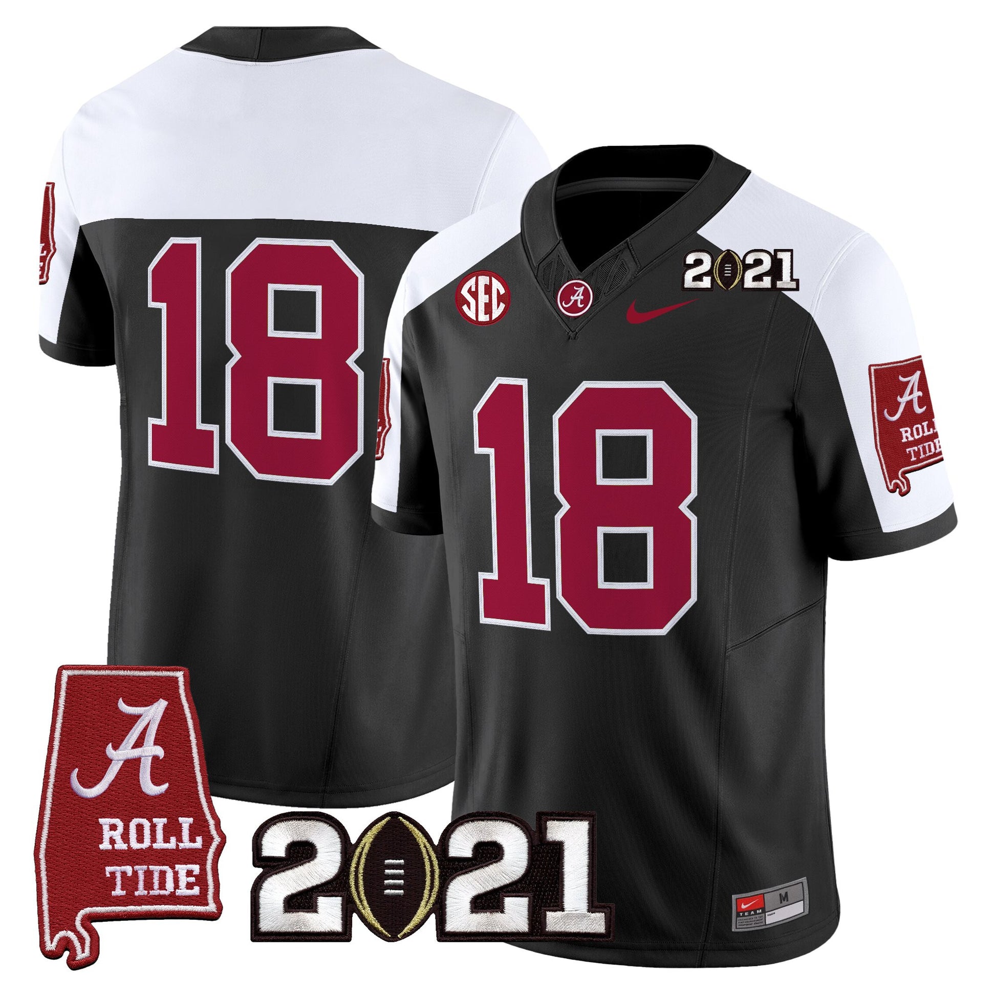 Men's Alabama Crimson Tide '2021 CFP National Championship' Vapor Limited Jersey - Alabama Map - All Stitched