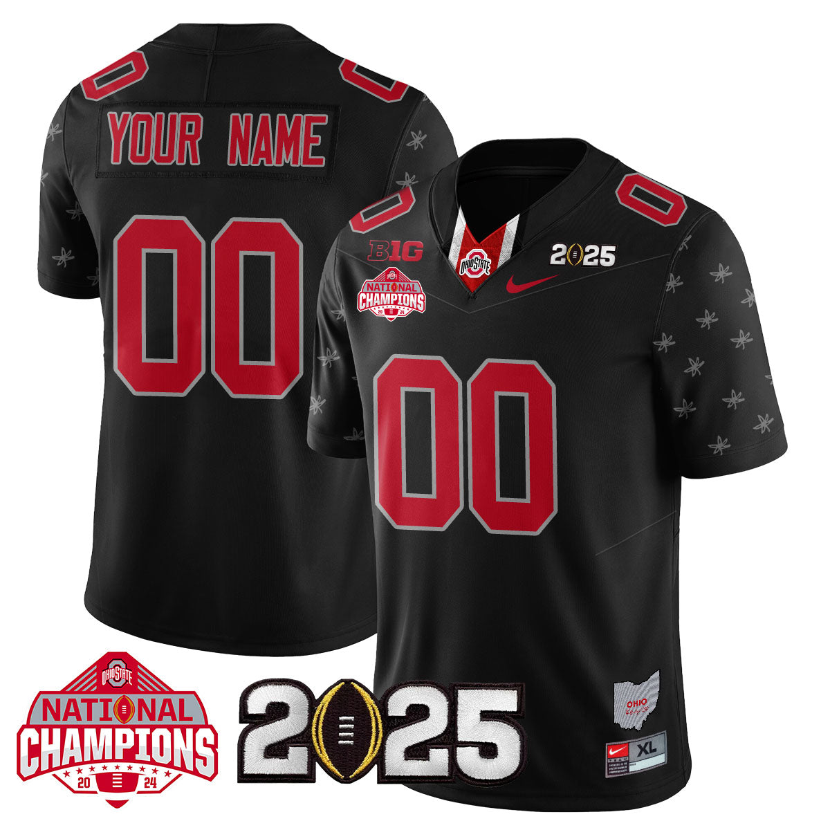 Custom Name/Gender Ohio State Buckeyes 'Heritage Stripe' 2025 CFP Patch - National Champions Jersey - All Stitched