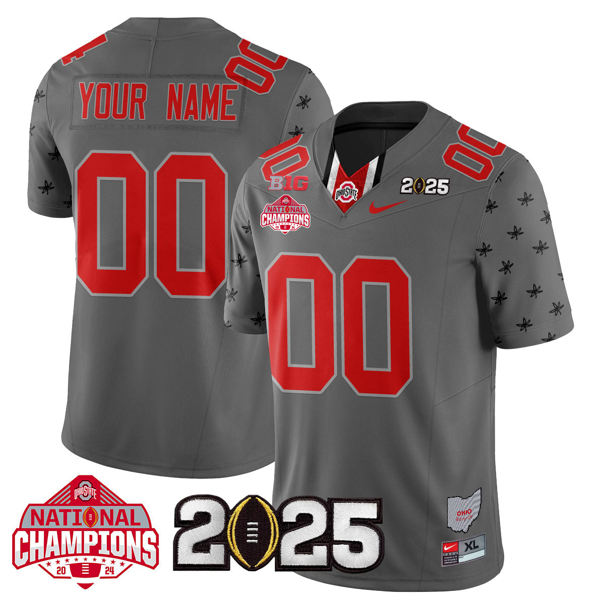 Custom Name/Gender Ohio State Buckeyes 'Heritage Stripe' 2025 CFP Patch - National Champions Jersey - All Stitched