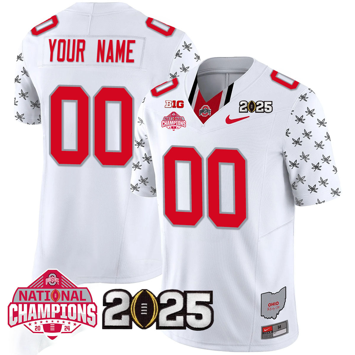 Custom Name/Gender Ohio State Buckeyes 'Heritage Stripe' 2025 CFP Patch - National Champions Jersey - All Stitched