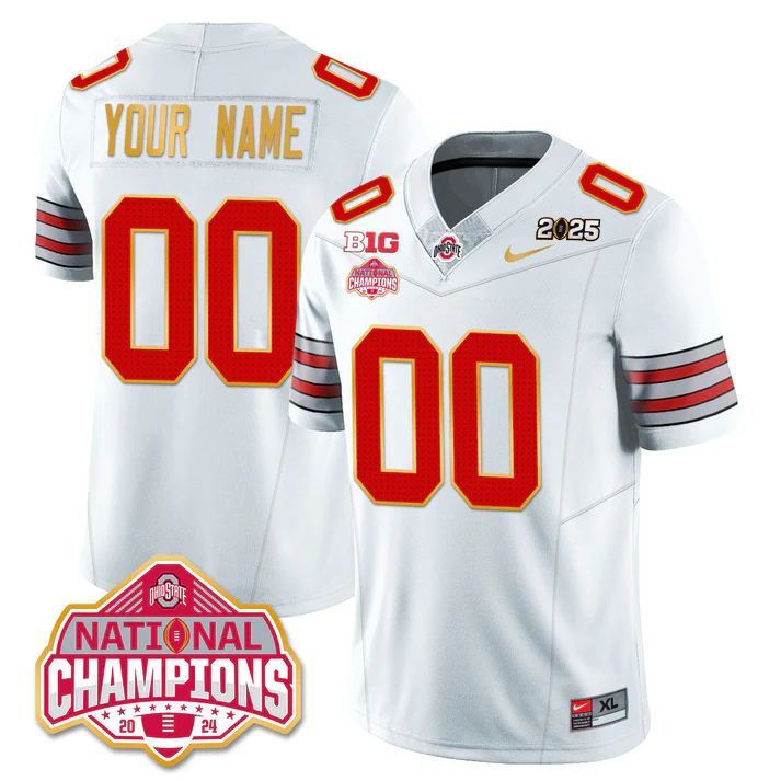 Custom Name/Gender Ohio State Buckeyes 'Heritage Stripe' 2025 CFP Patch - National Champions Jersey - All Stitched